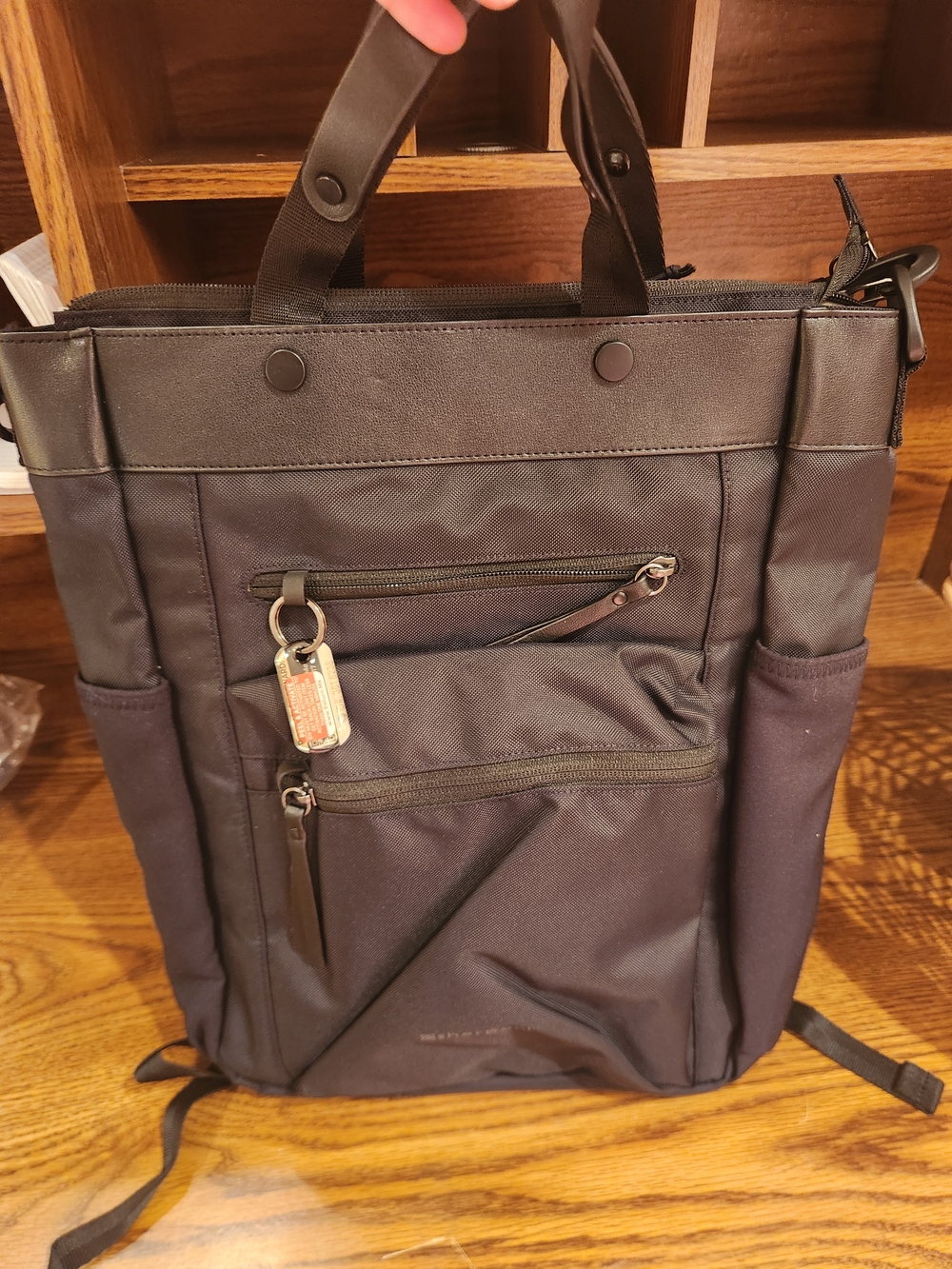 Men's Navy Blue Multi-Pocket Tote Backpack